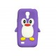 Coque silicone pour Samsung Galaxy S4 Mini / I9190 pingouin violet + film protection écran offert