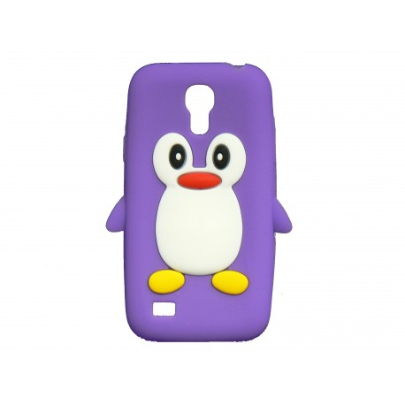 Coque silicone pour Samsung Galaxy S4 Mini / I9190 pingouin violet + film protection écran offert