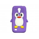 Coque silicone pour Samsung Galaxy S4 Mini / I9190 pingouin violet + film protection écran offert