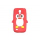 Coque silicone pour Samsung Galaxy S4 Mini / I9190 pingouin rouge + film protection écran offert