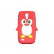 Coque silicone pour Samsung Galaxy S4 Mini / I9190 pingouin rouge + film protection écran offert