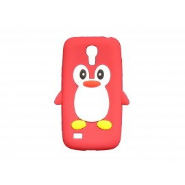 Coque silicone pour Samsung Galaxy S4 Mini / I9190 pingouin rouge + film protection écran offert