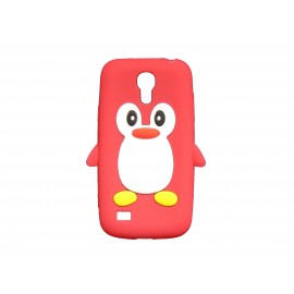 Coque silicone pour Samsung Galaxy S4 Mini / I9190 pingouin rouge + film protection écran offert