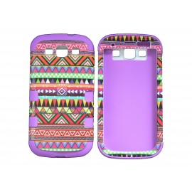 Coque pour Samsung Galaxy S3 / I9300 "Maya" violette semi-intégrale+ film protection écran offert