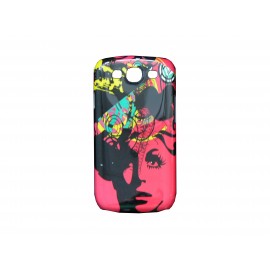 Coque pour Samsung Galaxy S3 / I9300 visage dame rose + film protection écran offert