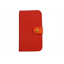 Pochette Etui à rabat pour Samsung I9300 simili-cuir rouge orange  + film protectin écran