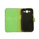 Pochette Etui à rabat pour Samsung I9300 simili-cuir noir vert  + film protectin écran