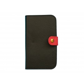 Pochette Etui à rabat pour Samsung I9300 simili-cuir noir rouge+ film protectin écran