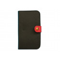 Pochette Etui à rabat pour Samsung I9300 simili-cuir noir rouge+ film protectin écran