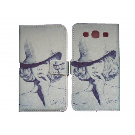 Pochette Etui à rabat pour Samsung I9300 simili-cuir dame chapeau + film protectin écran