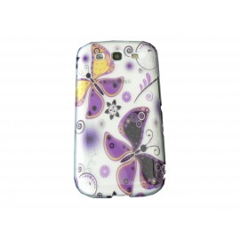 Coque transparente pour Samsung Galaxy S3 / I9300 papillons violets + film protection écran offert