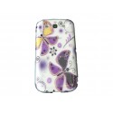 Coque transparente pour Samsung Galaxy S3 / I9300 papillons violets + film protection écran offert