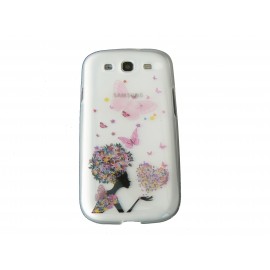 Coque transparente pour Samsung Galaxy S3 / I9300 curs fleurs + film protection écran offert