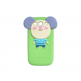 Coque silicone verte pour Samsung Galaxy S3 / I9300 koala oreille violette + film protection écran offert