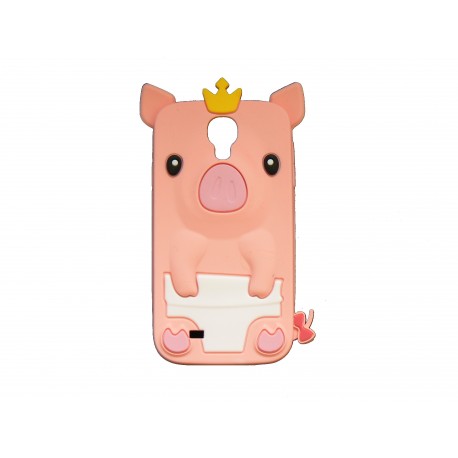 Coque silicone pour Samsung Galaxy S4 / I9500 cochon saumon + film protection écran offert