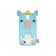Coque silicone pour Samsung Galaxy S4 / I9500 cochon bleu turquoise + film protection écran offert