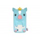 Coque silicone pour Samsung Galaxy S4 / I9500 cochon bleu turquoise + film protection écran offert