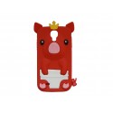 Coque silicone pour Samsung Galaxy S4 / I9500 cochon rouge + film protection écran offert