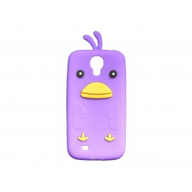 Coque silicone pour Samsung Galaxy S4 / I9500 poussin violet + film protection écran offert