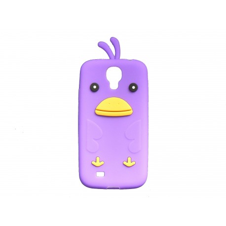 Coque silicone pour Samsung Galaxy S4 / I9500 poussin violet + film protection écran offert