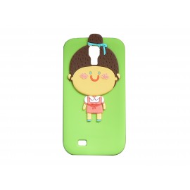 Coque silicone verte pour Samsung Galaxy S4 / I9500 petite fille + film protection écran offert