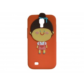 Coque silicone rouge pour Samsung Galaxy S4 / I9500 petite fille + film protection écran offert