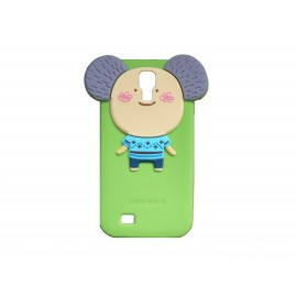 Coque silicone verte pour Samsung Galaxy S4 / I9500 koala oreilles grises + film protection écran offert