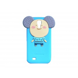 Coque silicone bleue pour Samsung Galaxy S4 / I9500 koala oreilles grises + film protection écran offert