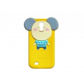 Coque silicone jaune pour Samsung Galaxy S4 / I9500 koala oreilles grises + film protection écran offert