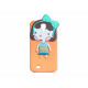 Coque silicone marron/orange pour Samsung Galaxy S4 / I9500 petite fille + film protection écran offert