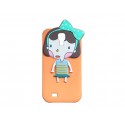 Coque silicone marron/orange pour Samsung Galaxy S4 / I9500 petite fille + film protection écran offert