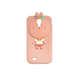 Coque silicone saumon pour Samsung Galaxy S4 / I9500 lapin + film protection écran offert