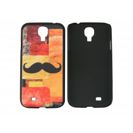 Coque orange pour Samsung Galaxy S4 / I9500 moustache + film protection écran offert