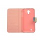 Pochette pour Samsung I9500 Galaxy S4 simili-cuir beige ourson rose + film protection écran