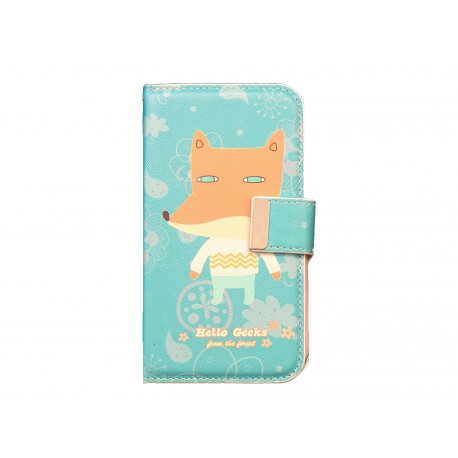 Pochette pour Samsung I9500 Galaxy S4 simili-cuir bleue renard + film protection écran