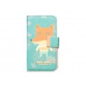 Pochette pour Samsung I9500 Galaxy S4 simili-cuir bleue renard + film protection écran