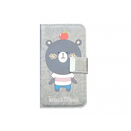 Pochette pour Samsung I9500 Galaxy S4 simili-cuir koala gris+ film protection écran