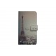 Pochette pour Samsung I9500 Galaxy S4 simili-cuir tour Eiffel + film protection écran