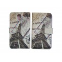 Pochette pour Samsung I9500 Galaxy S4 simili-cuir carte postale tour Eiffel + film protection écran