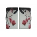 Pochette pour Samsung I9500 Galaxy S4 simili-cuir dame roses+ film protection écran