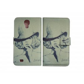 Pochette pour Samsung I9500 Galaxy S4 simili-cuir dame chapeau+ film protection écran