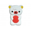 Coque silicone pour Samsung Galaxy Y/S5360 ourson blanc ventre rouge + film protection écran offert