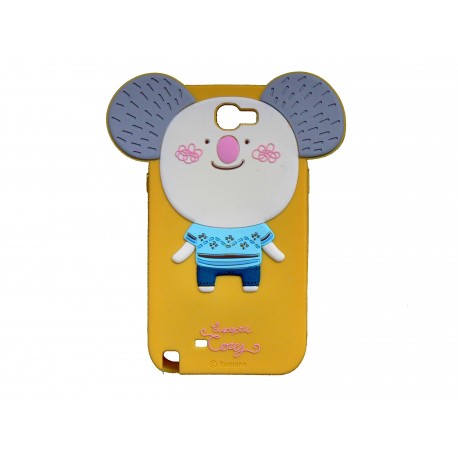 Coque silicone jaune pour Samsung Galaxy Note 2/N7100 koala oreilles grises + film protection écran offert