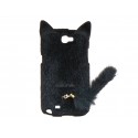 Coque noire pour Samsung Galaxy Note 2/N7100 oreille de chat + film protection écran offert