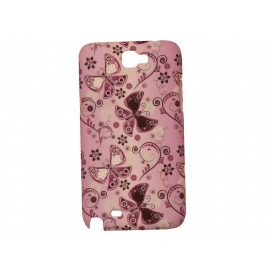 Coque rose pour Samsung Galaxy Note 2/N7100 papillons roses + film protection écran offert