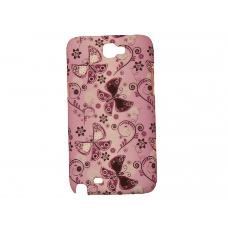 Coque rose pour Samsung Galaxy Note 2/N7100 papillons roses + film protection écran offert