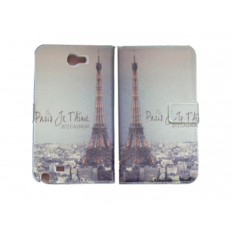 Pochette pour Samsung Galaxy Note 2 / N7100 simili-cuir tour Eiffel Paris+ film protectin écran