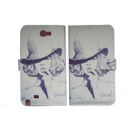 Pochette pour Samsung Galaxy Note 2 / N7100 simili-cuir Dame chapeau+ film protectin écran