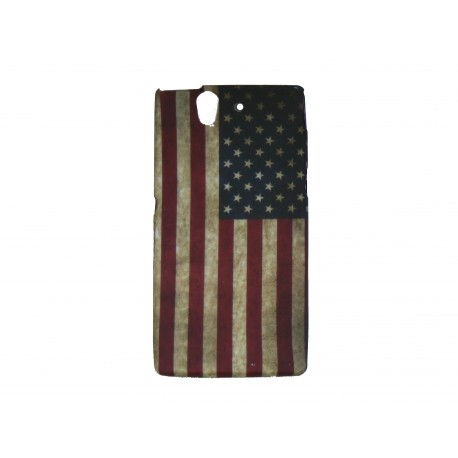 Coque silicone pour Sony Xperia Z drapeau USA/Etats-Unis vintage + film protection écran