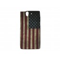 Coque silicone pour Sony Xperia Z drapeau USA/Etats-Unis vintage + film protection écran